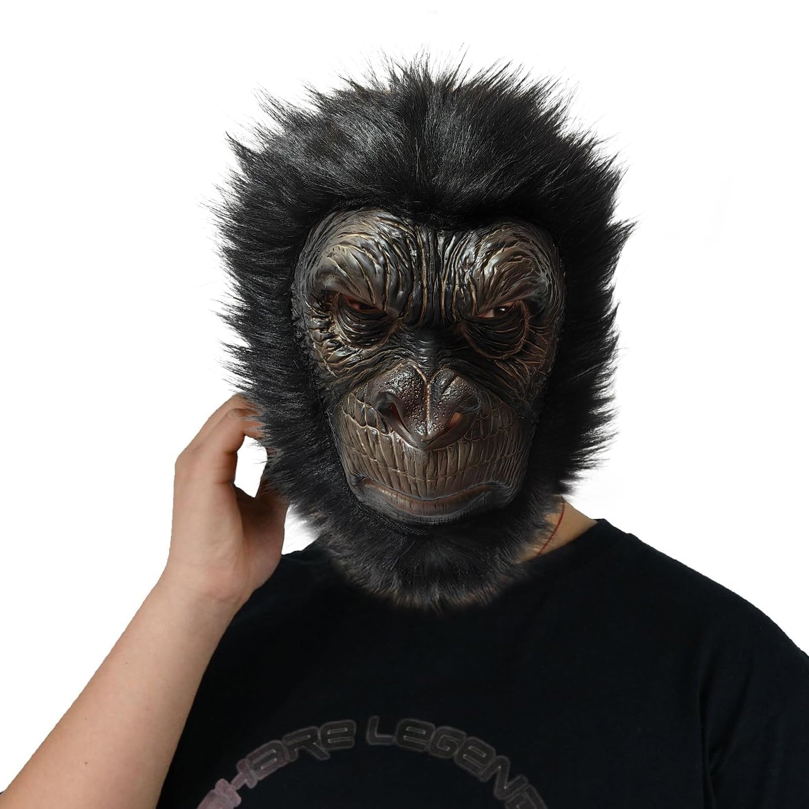 Gorilla Mask Monkey Mask Gorilla Mask King Kong Latex Full Head Black Wild Animal Latex Mask for Halloween Party Carnival Parade
