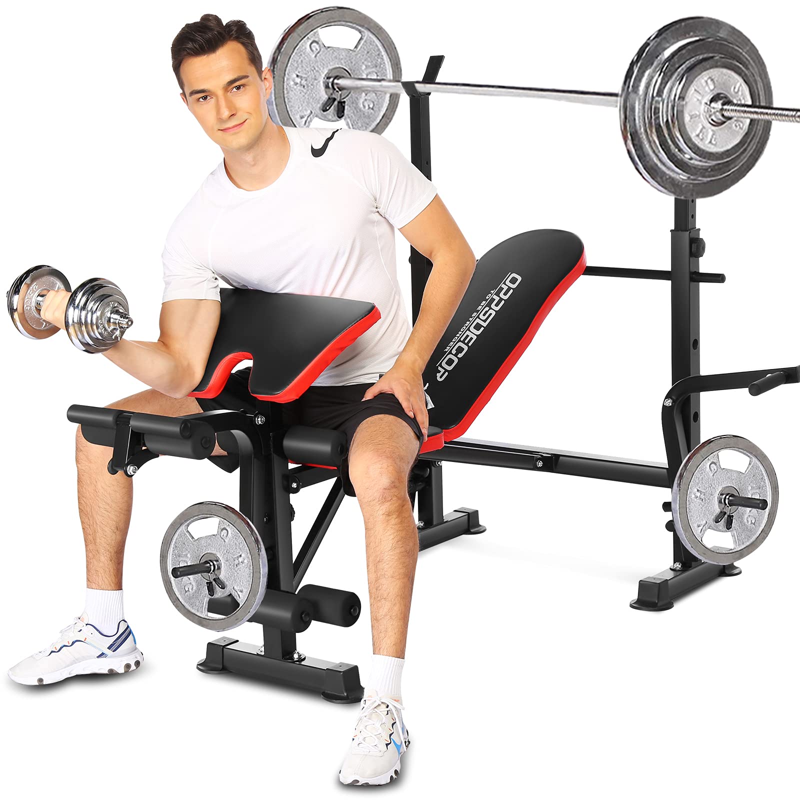 Buy OppsDecor 330 lbs Olympic Weight Bench with Rack&Leg Extension