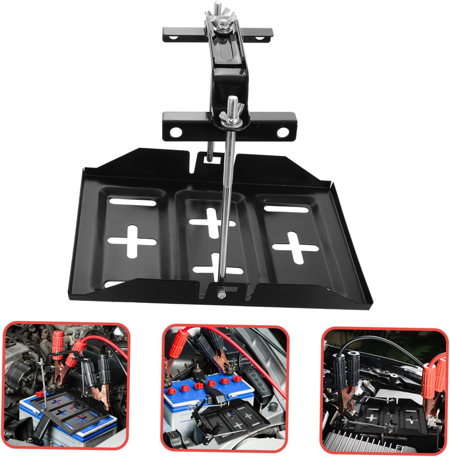 1set Adjustable Battery Tray Kit Secure Hold down Bracket for Car and Applications Easy Installation Stable Support Metal Construction Iron Tray Brackets