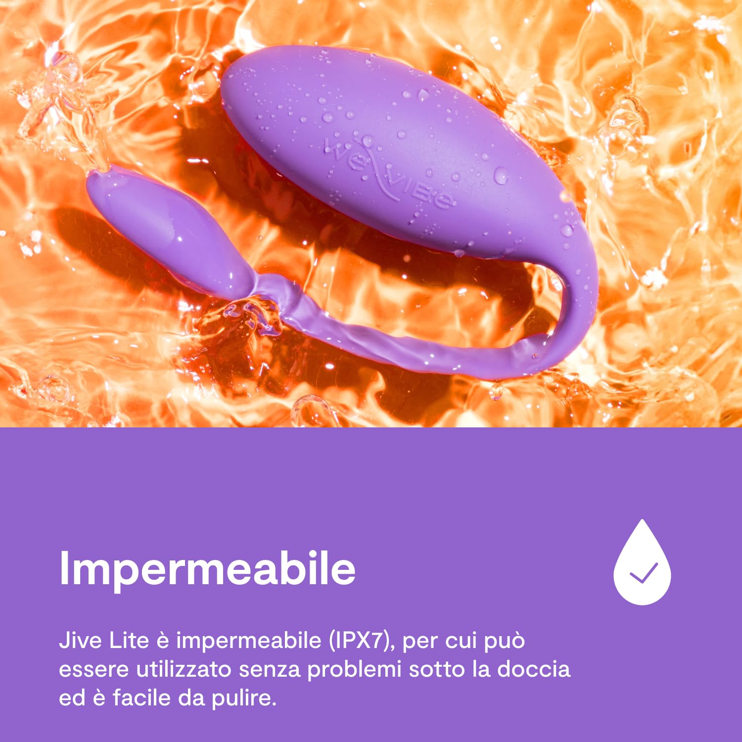 We-Vibe Jive Lite Vibratore per il punto G indossabile - Uovo vibrante - Sex toy vibrante per adulti e coppie - Controllo tramite app - 10 livelli di intensità - Impermeabile - Viola