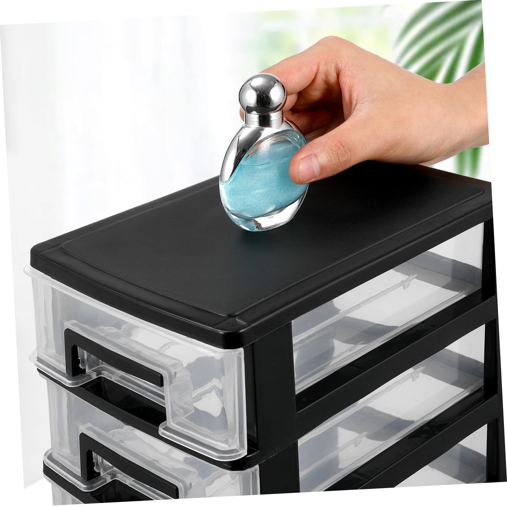 INOOMP Cassettiera da Tavolo con Cassetti, Organizer in Plastica Trasparente per Cosmetici e Piccoli Accessori, Grande Capacità per Scrivania e Armadio