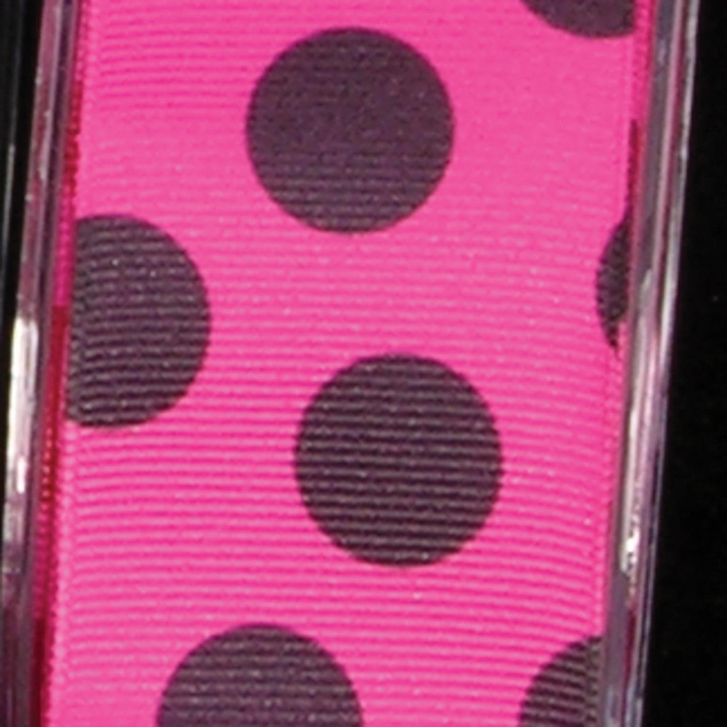 Pink and Black Polka Dotted Wired Craft Ribbon 1.5" x 27 Yards