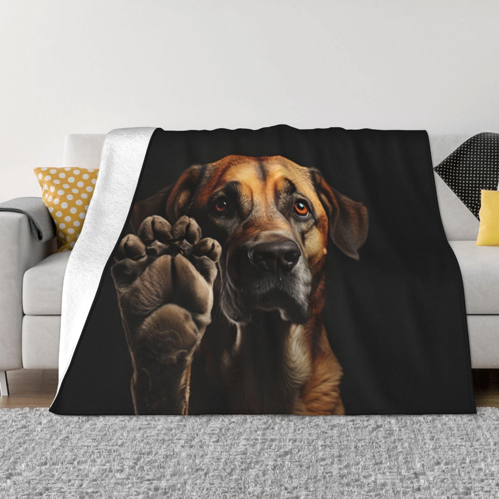 Coperta decorativa in morbida flanella calda e accogliente per bambini, cane, gatto, 127 x 152 cm, stampa di zampe di cane e animali domestici
