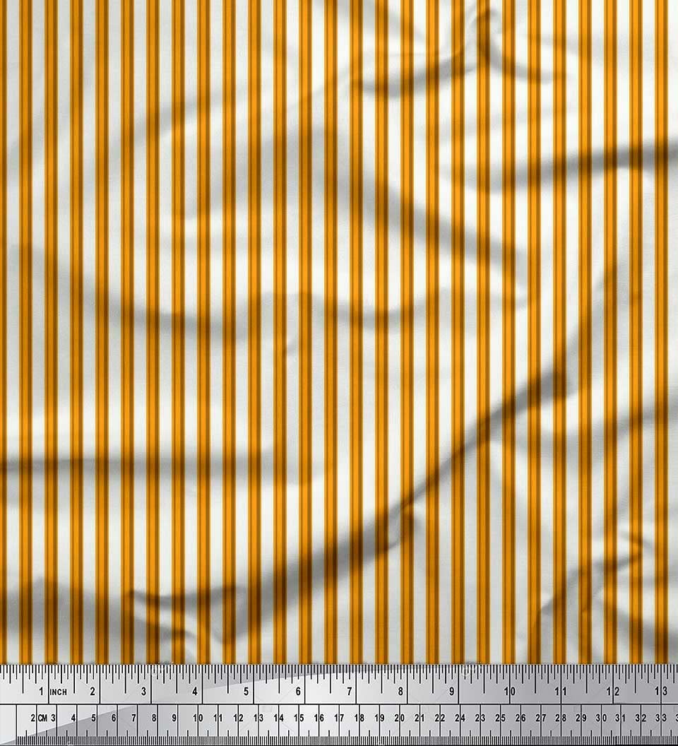 Soimoi Cotton Canvas Orange Fabric - by The Yard - 56 Inch Wide - Vertical Stripe - Modern Chic with Vertical Stripes Printed Fabric