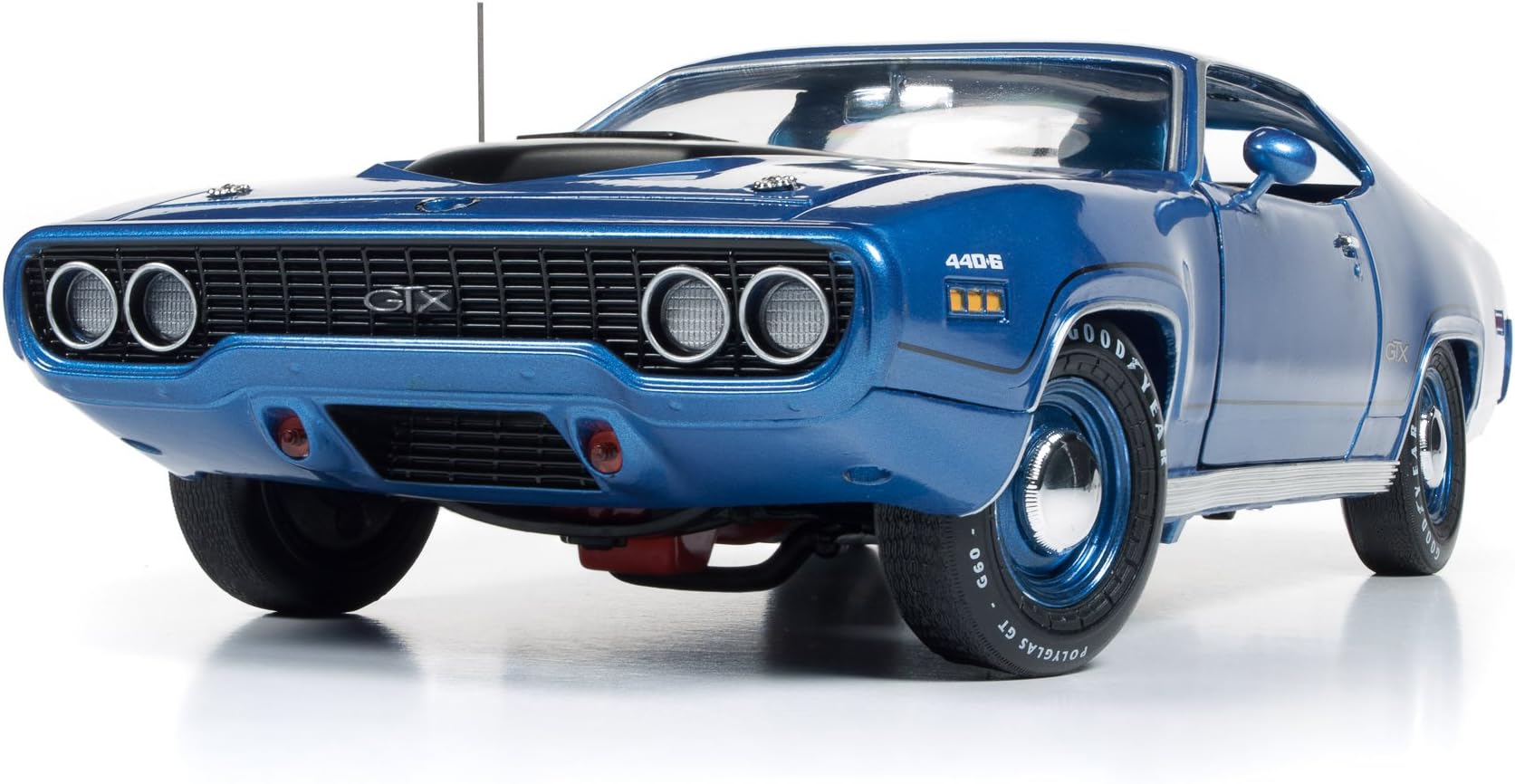 1971 Plymouth GTX Hardtop Blue Metallic Limited Edition to 1002pcs 1/18 by Autoworld AMM1065 by Plymouth
