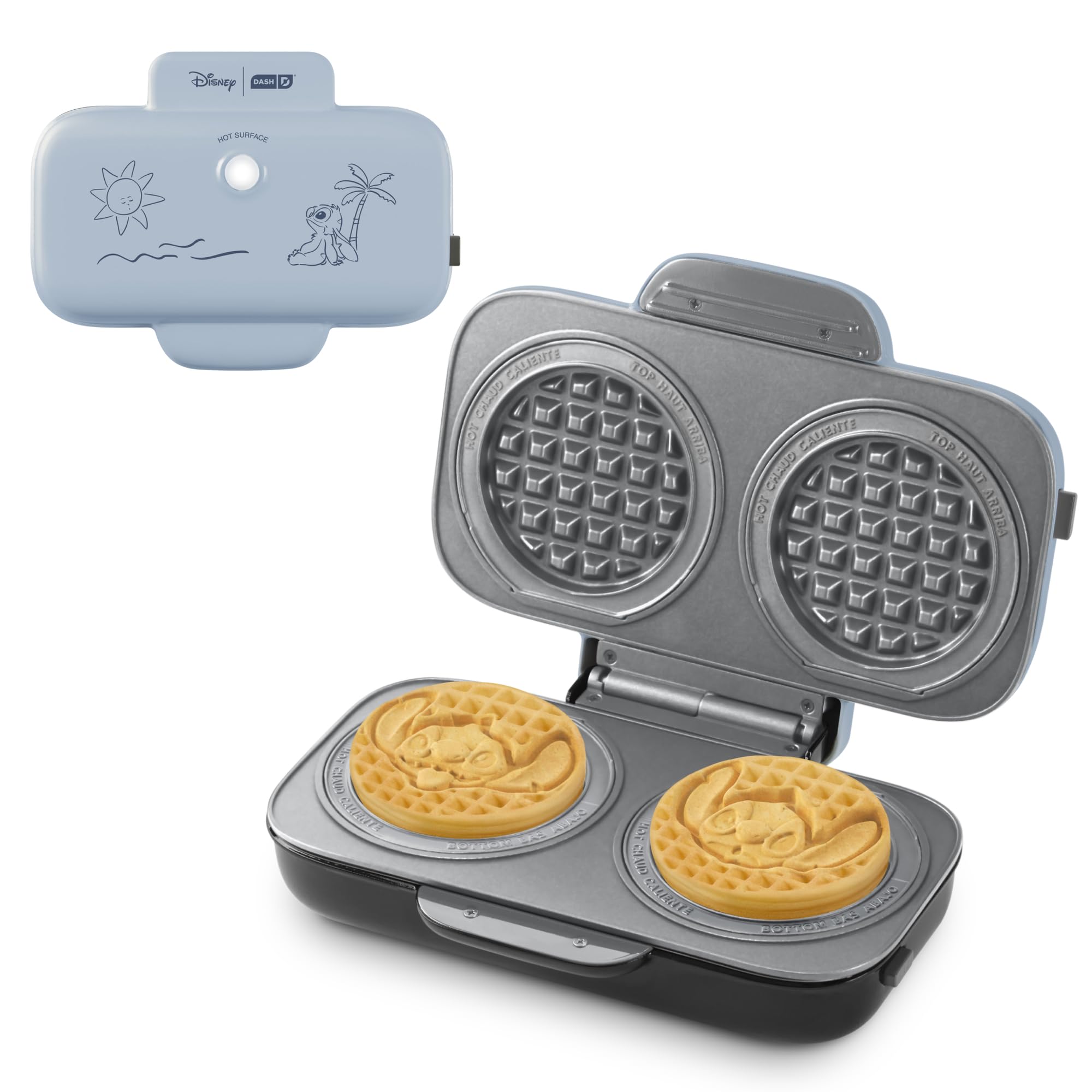 Disney | Dash MultiMaker® Double Mini Maker System - Convenient Electric Waffle Maker - Features Interchangeable, Dishwasher-Safe Plates - Quick Cleanup & Simple Setup - Lilo & Stitch Design