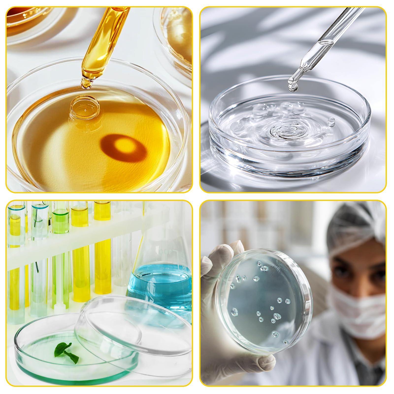 MIVIDE Lot de 10 boîtes de Pétri en verre avec couvercle, 90 x 20 mm, en verre borosilicate, boîte de Pétri stérilisée, transparente, pour écoles et culture de laboratoire, levure bactérienne