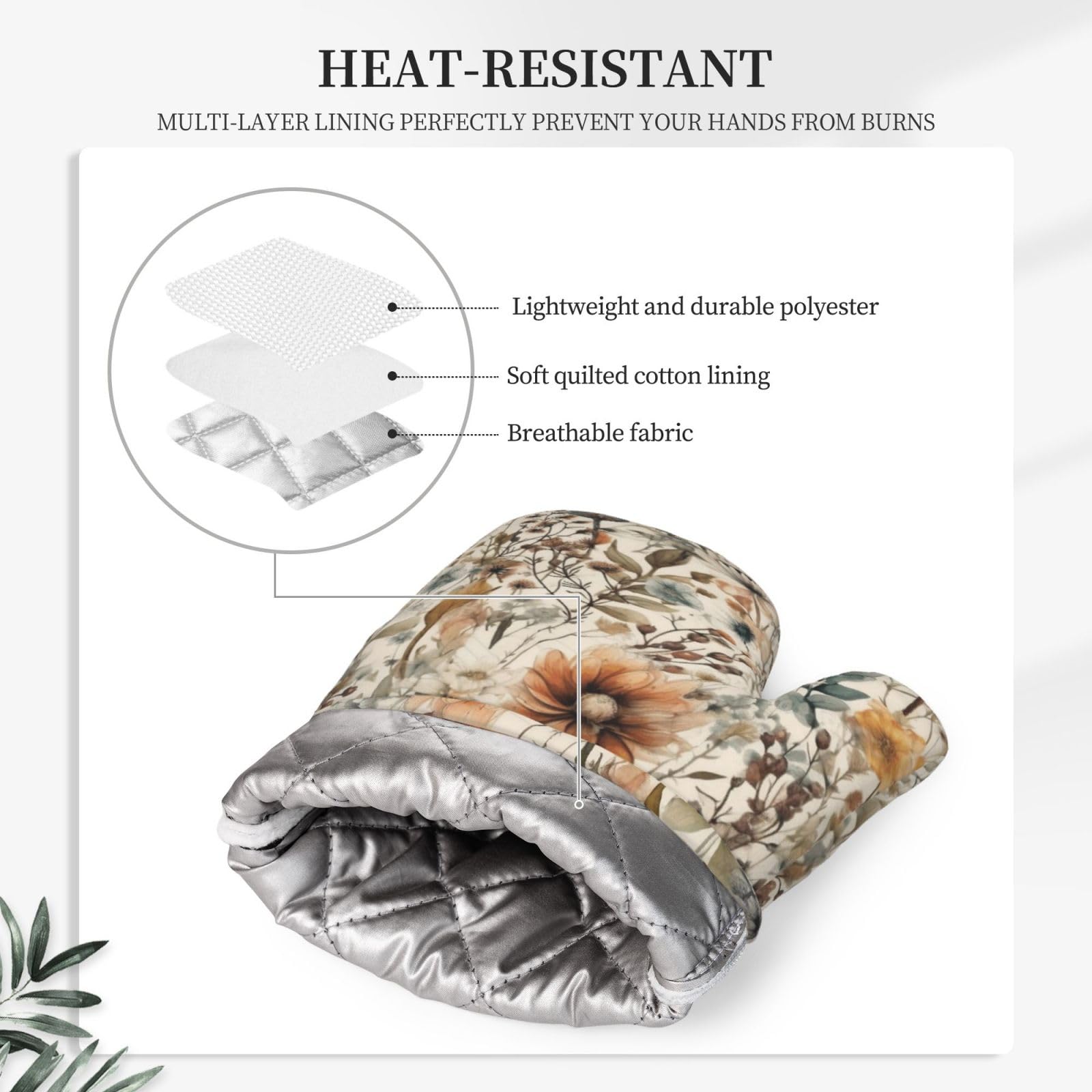 Lot de 4 maniques et maniques style bohème à motif floral aquarelle vintage résistant à la chaleur pour cuisine, pâtisserie, grillades, barbecue