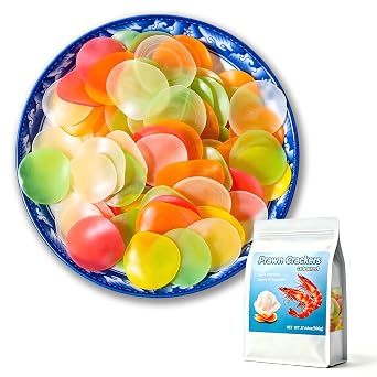 Colored Prawn Crackers 17.64oz 500g,Fried Shrimp Chips|Crispy&Tasty | Easy to Cook|Authentic Asian Prawn Chips|HealthyVersatile Snack,Ideal for DIY Parent-Child Cooking & Homemade Treats & Party