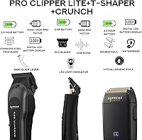 Vista 2 de Supreme Trimmer Paquete de barbero 3 en 1 Cortadora Pro Lite, recortador en forma de T y afeitadora de láminas Crunch Kit de cortadora de barba