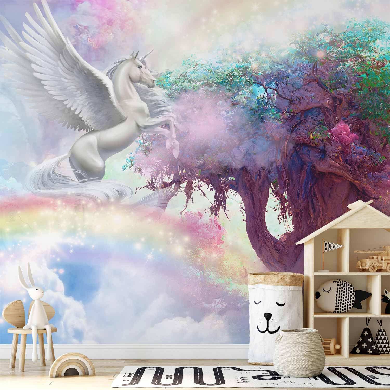 murando - Carta da Parati Moderna per Cameretta, Unicorno, 400x280 cm