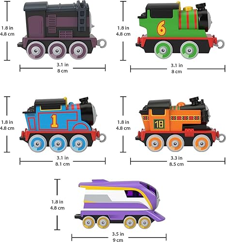 Miniatura 2 de THOMAS & FRIENDS Trenes de juguete fundidos a presión, paquete de motores de aventuras, juego de 5 vehículos de empuje para preescolar para niños a