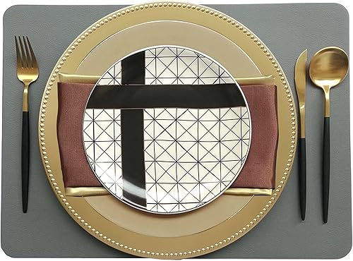 Miniatura 2 de Juego de 12 platos de carga dorados con cuentas. Cargadores de mesa de plástico reutilizables de 13 pulgadas para platos llanos