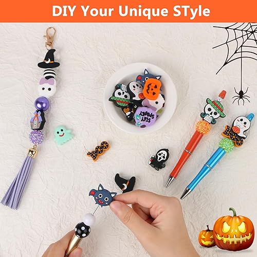 Miniatura 7 de 12 cuentas focales de silicona para Halloween, cuentas de silicona de Halloween para llaveros, fabricación de joyas, cuentas focales de Halloween