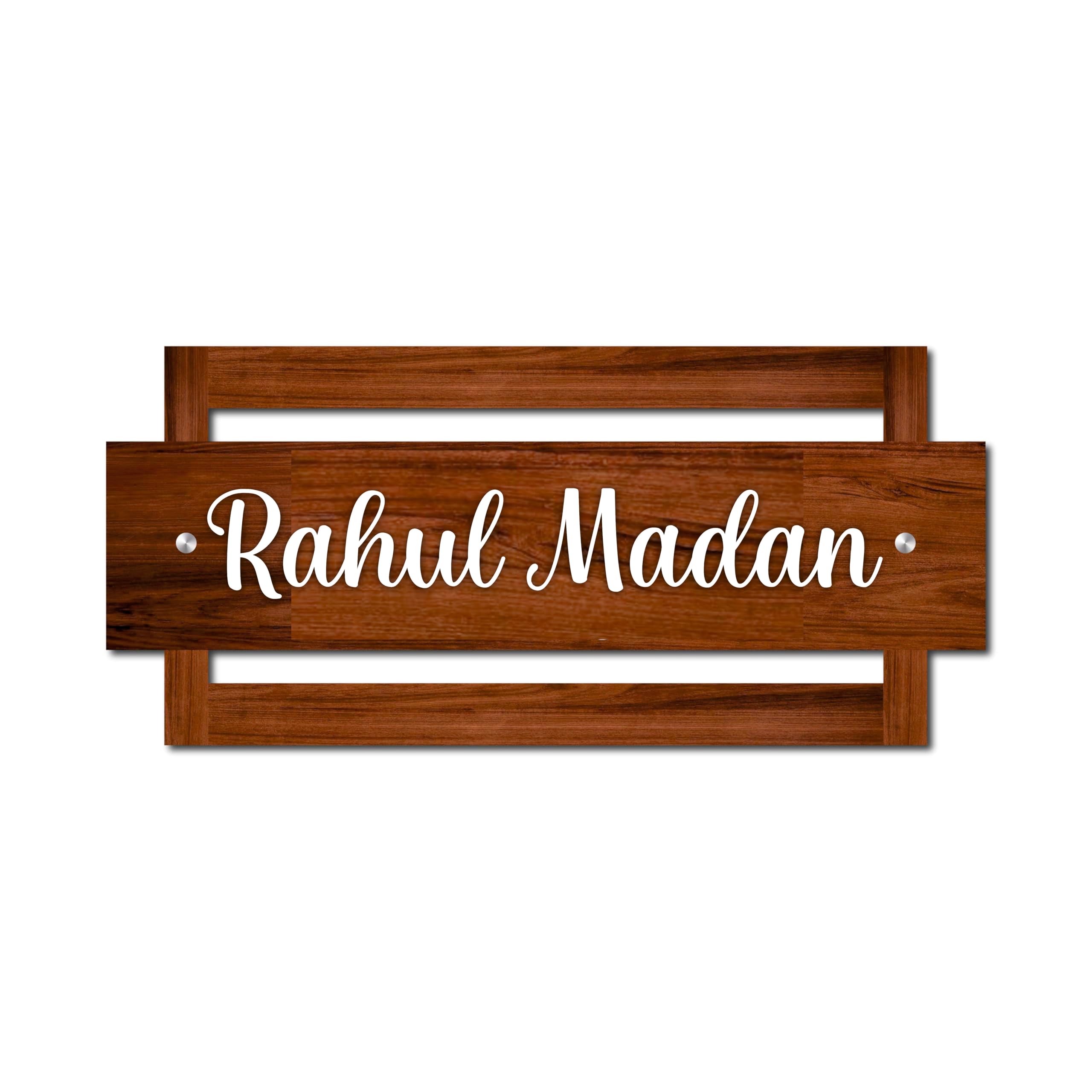Premium 3D Wooden Name Plate for Home Entrance - Designer Acrylic Door Nameboard for House, Flat & Office Outside - Includes Stainless Steel Screws (16 x 7 Inch)