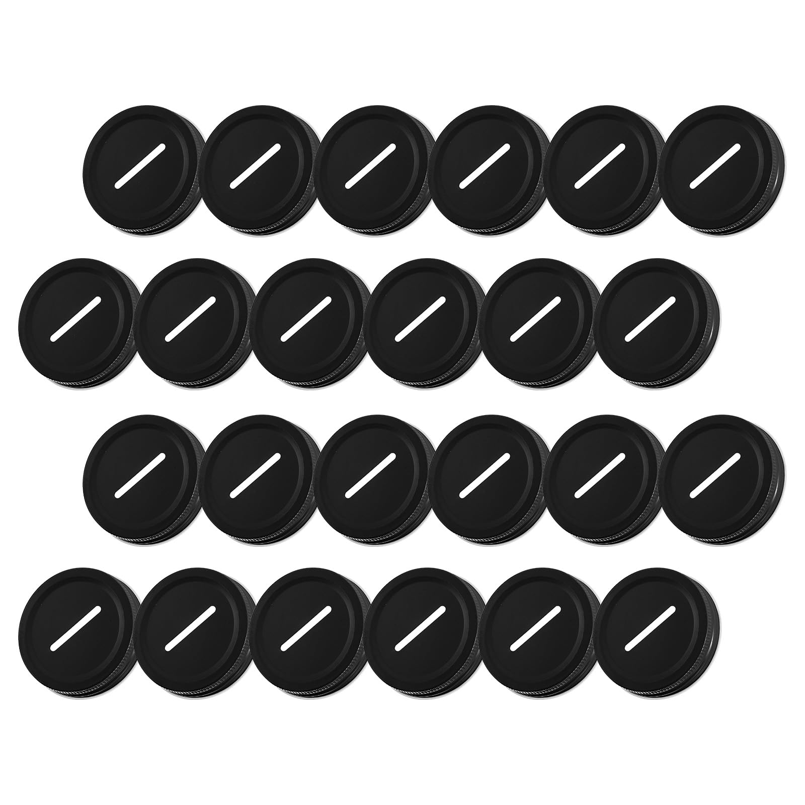 PATIKIL 24Pcs Metal Coin Slot Lid, 70mm Tinplate Canning Bank Caps for Money Saving Cards Storage Regular Mouth Caps Inserts for Mason, Canning Jars, Black — image 1