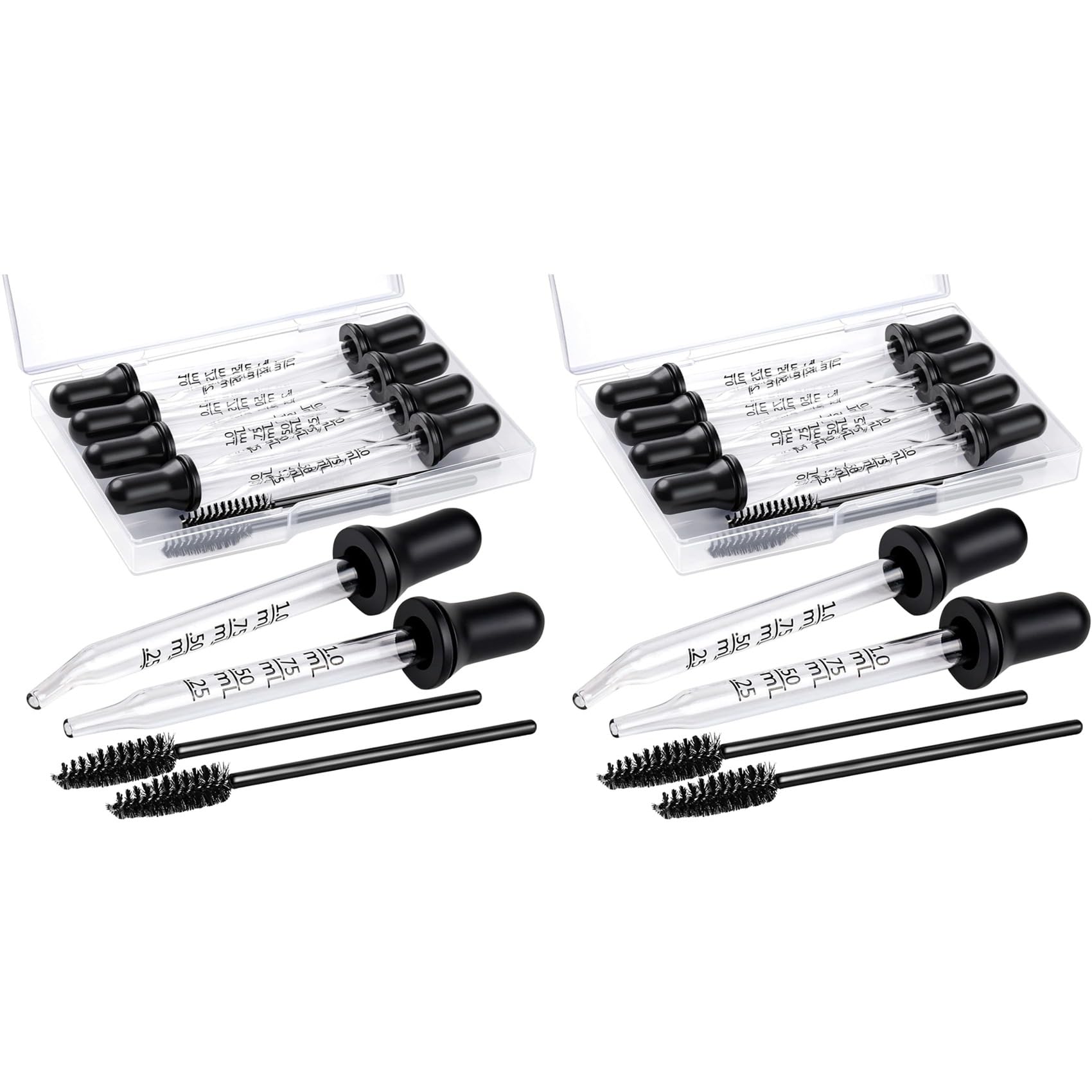 Hndhbfgrt Eye Dropper 16pcs Glass Pipettes Dropper and 4pcs Cleaning Tool, Droppers for Oils Bent and Straight Tips, 1ml Dropper