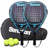 Paddle Tennis Racket Carbon-Fiber Surface with EVA Memory Flex-Foam Core - Padel Racket with Carry Bag and Balls for Pop Tennis Beach Tennis.