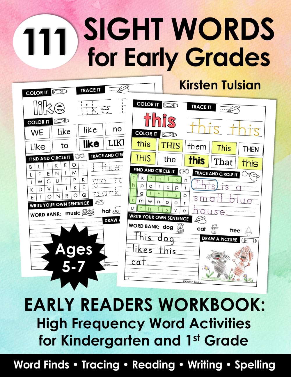 111 Sight Words for Early Grades: High Frequency Words Early Readers Workbook for Kindergarten & 1st Grade with Word...