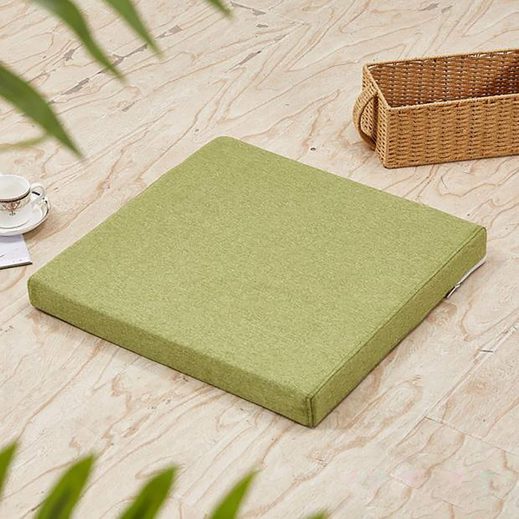Pościel Poduszki do mebli ogrodowych,Thicken Tatami Poduszki na Krzesła Gąbka Poduszka Podłogowa,Zdejmowana I Zmywalna Poduszka Na Krzesło Biurowe-Zielony 50x50x3cm(19.7x19.7x1.2in)