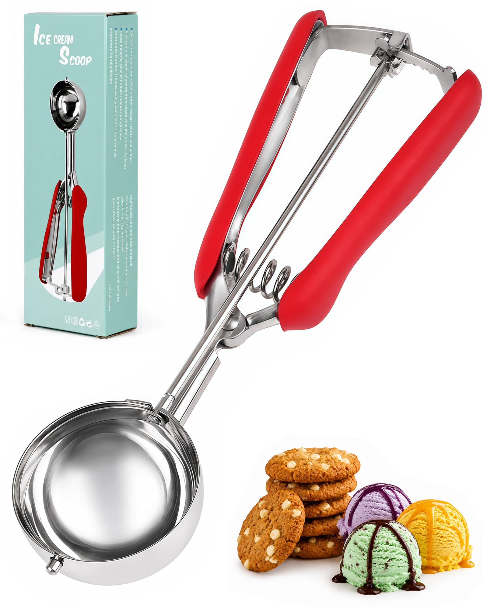 Huglux 6cm Large Ice Cream Scoop, Cookie Scoop with Easy Trigger Release