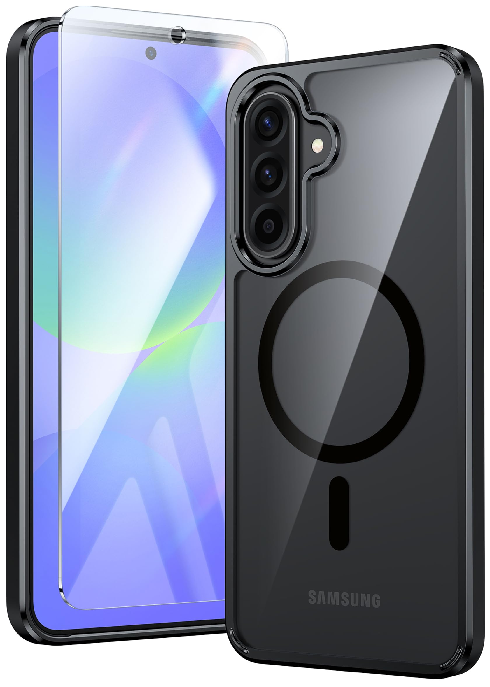FNTCASE for Galaxy A37-5G Phone Case Samsung Galaxy A36 Clear Phonecase | Compatible with Magsafe, Screen Protector, Anti Yellowing, Military Grade Drop Protection, Shockproof, Transparent Cover
