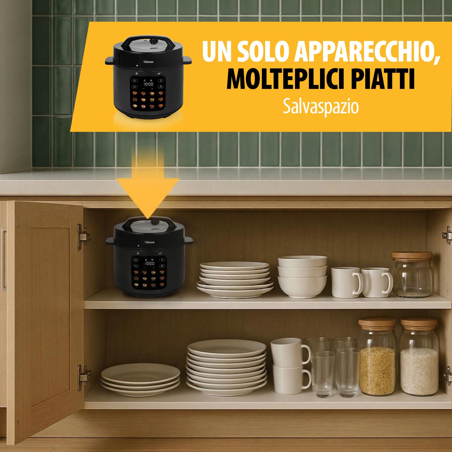 Pentola a Pressione Elettrica Tristar, Capacità 6 l, Potenza 1000 W, Sistemi di Sicurezza Integrati, Pentola Interna Rimovibile, Facile da Pulire, RK-6160