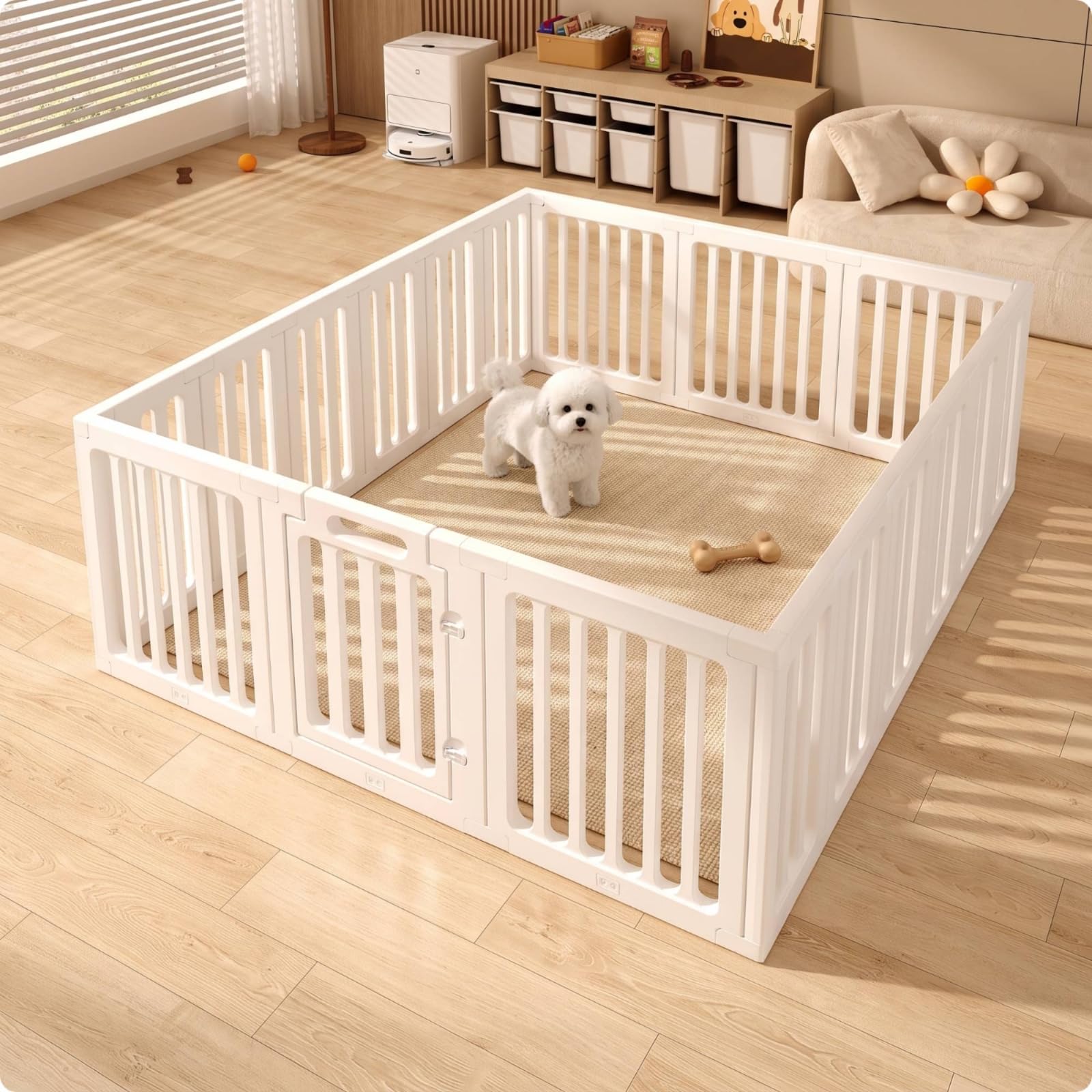 per Cani Modulare Recinzione Box Cancelletto Gabbia in Hdpe con Porta Apertura Pannelli Montaggio Semplice Struttura, 110 120cm, Style to 5
