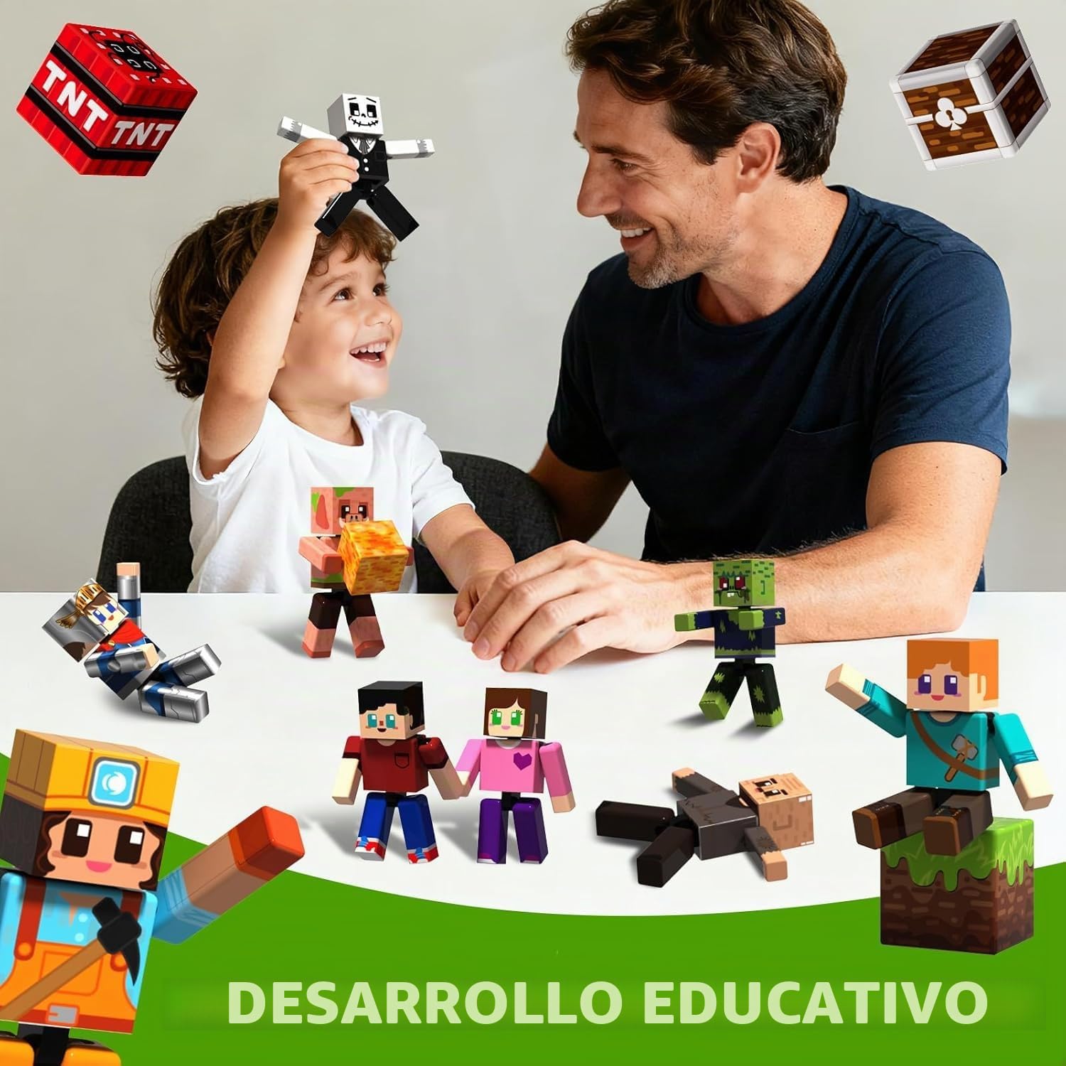 Bloques Magnéticos Construcción Niños (Set 20 Piezas): 10 Personajes Figuras y 10 Cubos Magnéticos, Juegos Montessori Educativos, Imanes de Construcción, Regalo para Niños y Niñas 3 4 5 6 Años