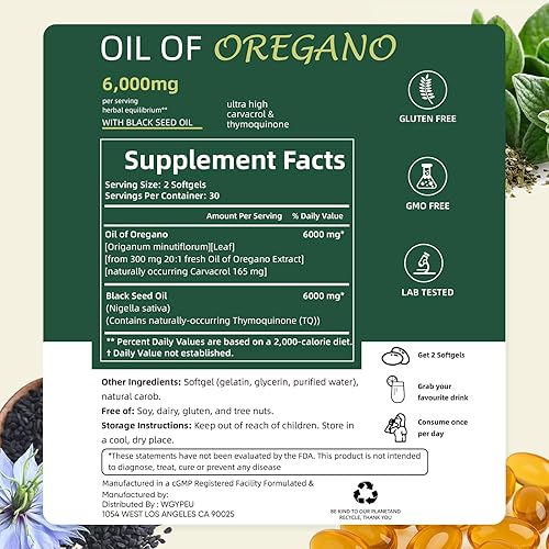 Miniatura 6 de Aceite de semillas negras de orégano, 300 unidades, apoya el sistema inmunológico y la digestión, sin OMG