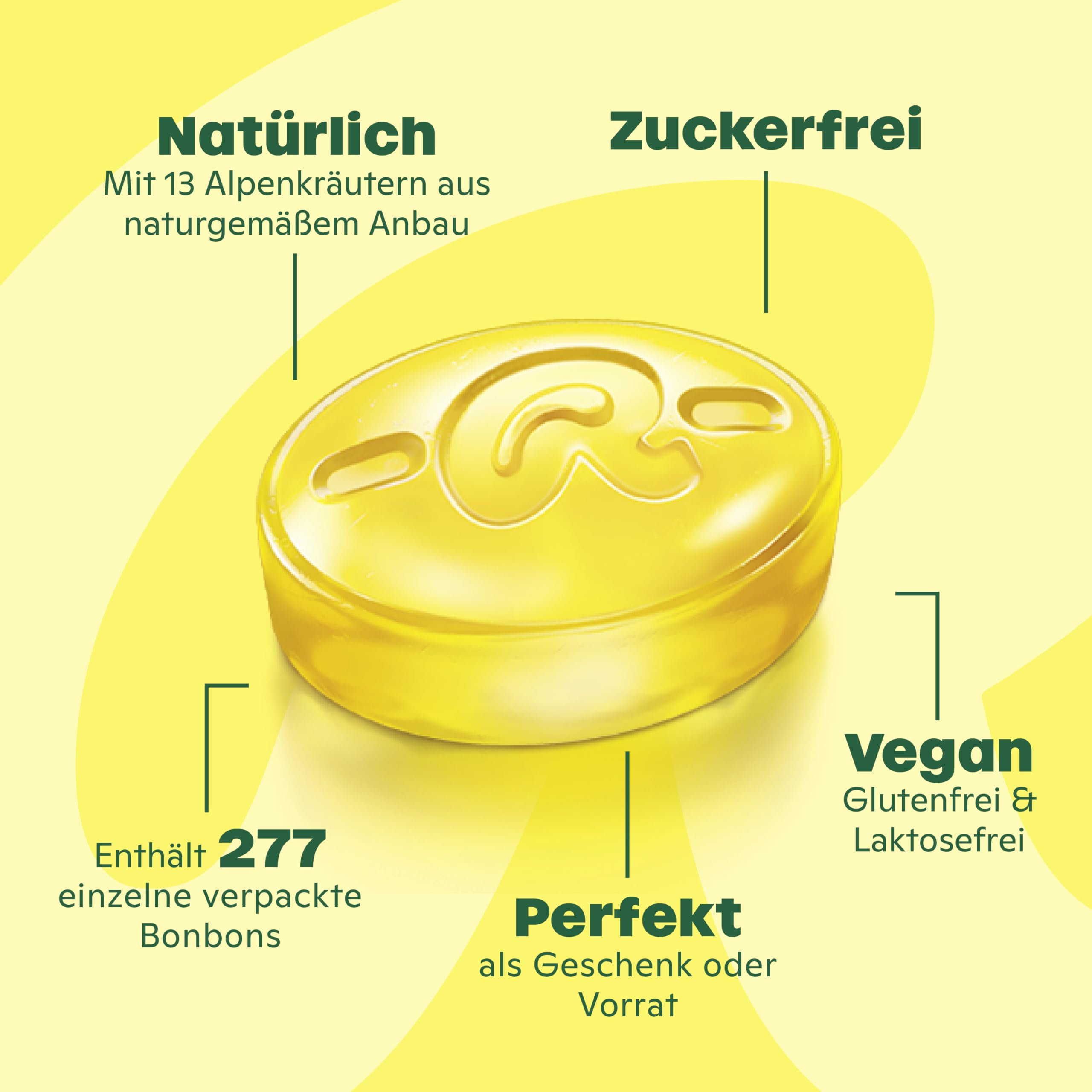 Ricola Riesendose Zitronenmelisse, 277 Original Schweizer Kräuter-Bonbons in der Design-Dose, geeignet als Vorrat & Geschenk, zuckerfrei, 1x1kg, vegan