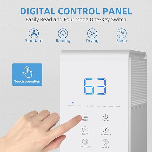 Miniatura 4 de Deshumidificador de 20-30 pintas para el hogar y el sótano habitación mediana con manguera de drenaje