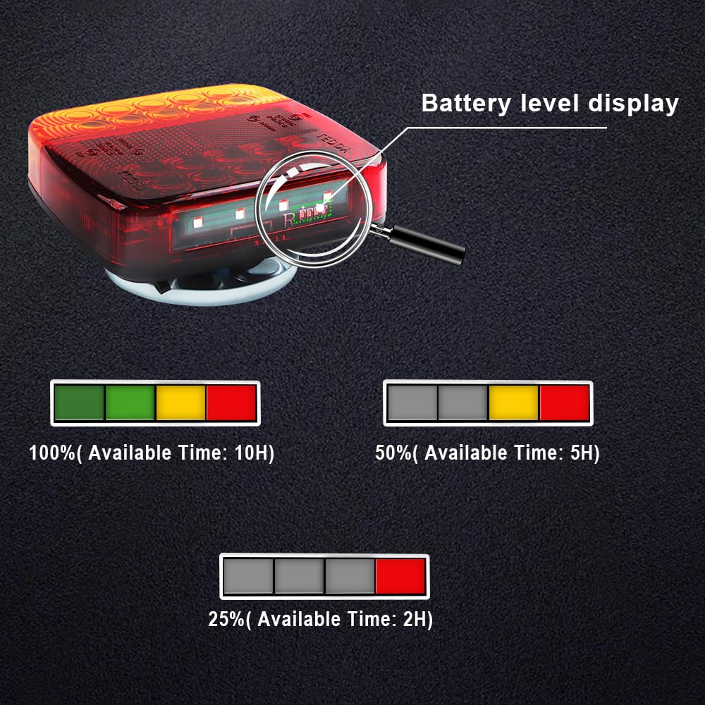 Bezprzewodowe magnetyczne tylne światła do przyczepy, zestaw bezprzewodowych świateł holowniczych LED, 12-24V ładowalne magnetyczne światło tylne do przyczepy, ciężarówki, łodzi, kampera