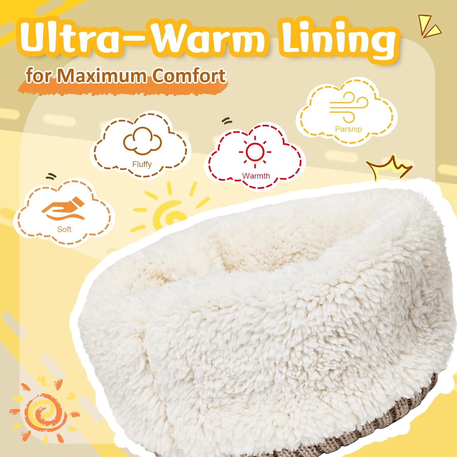 MIG4U Kids Beanie Hat Wool Knitted Warm Fleece Lined, Soft Coral Thick Cuffed Winter Hat Beanie Cap for Cold Weather - Image 3