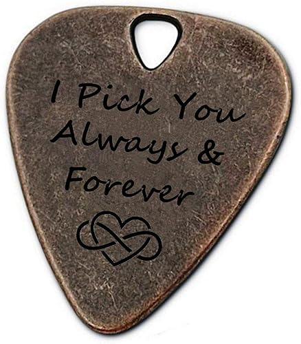 JUPPE Púas de guitarra I d Pick You Every Time de bronce para guitarra con funda de cuero regalo musical para parejas bronce-4