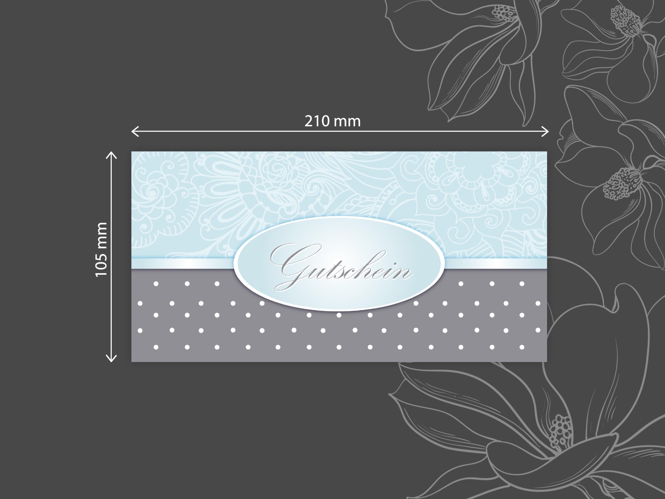 250 Geschenkgutscheine DIN lang plus (21 x 10,5 cm) Design Motiv Ornament. Blanko Gutscheine zum Ausfüllen Gutschein Geschenk Karte für Massage Wellness Kosmetik Nagelstudio Spa Beauty