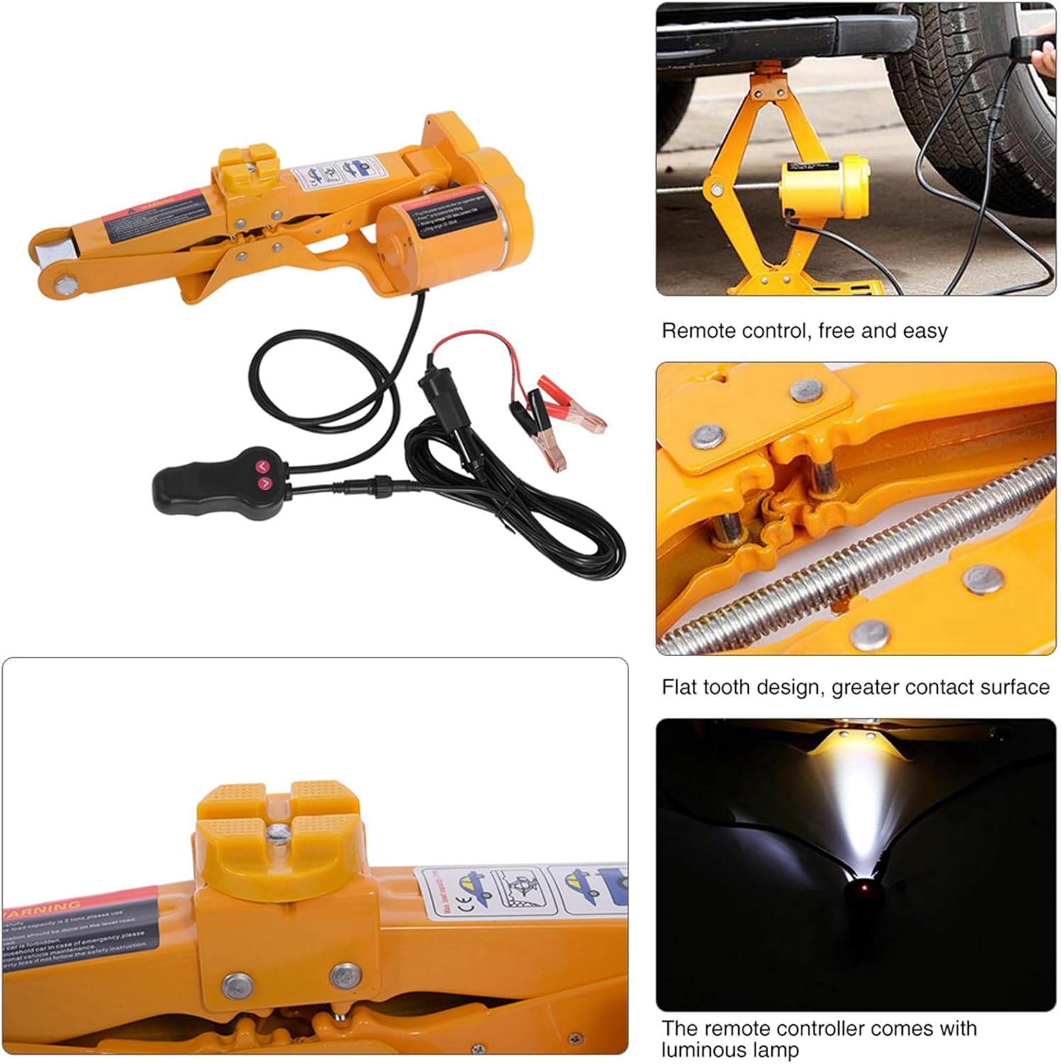2 Ton 12V Electric Car Jack Automatic Scissor Lift Jack for Car, SUV, Truck Portable Tire Lifter Kit with Controller, Battery Clamps, and Storage Box