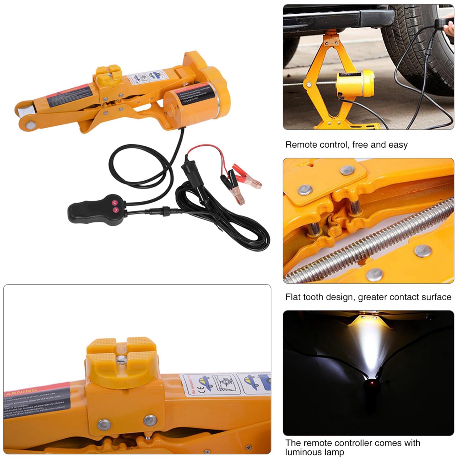 Generic Cric di Sollevamento Elettrico Compatto Portatile capacità 2T per Pneumatici di Emergenza su Strada per Auto Jack Automatico da 12 V per Garage e Attrezzature di Emergenza