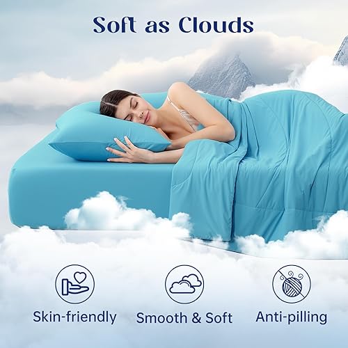 Miniatura 5 de Edredón refrescante Dream Valley Outlast® Twin XL, Manta de enfriamiento de grado NASA para personas que duermen con calor, Edredón lujoso para Azul