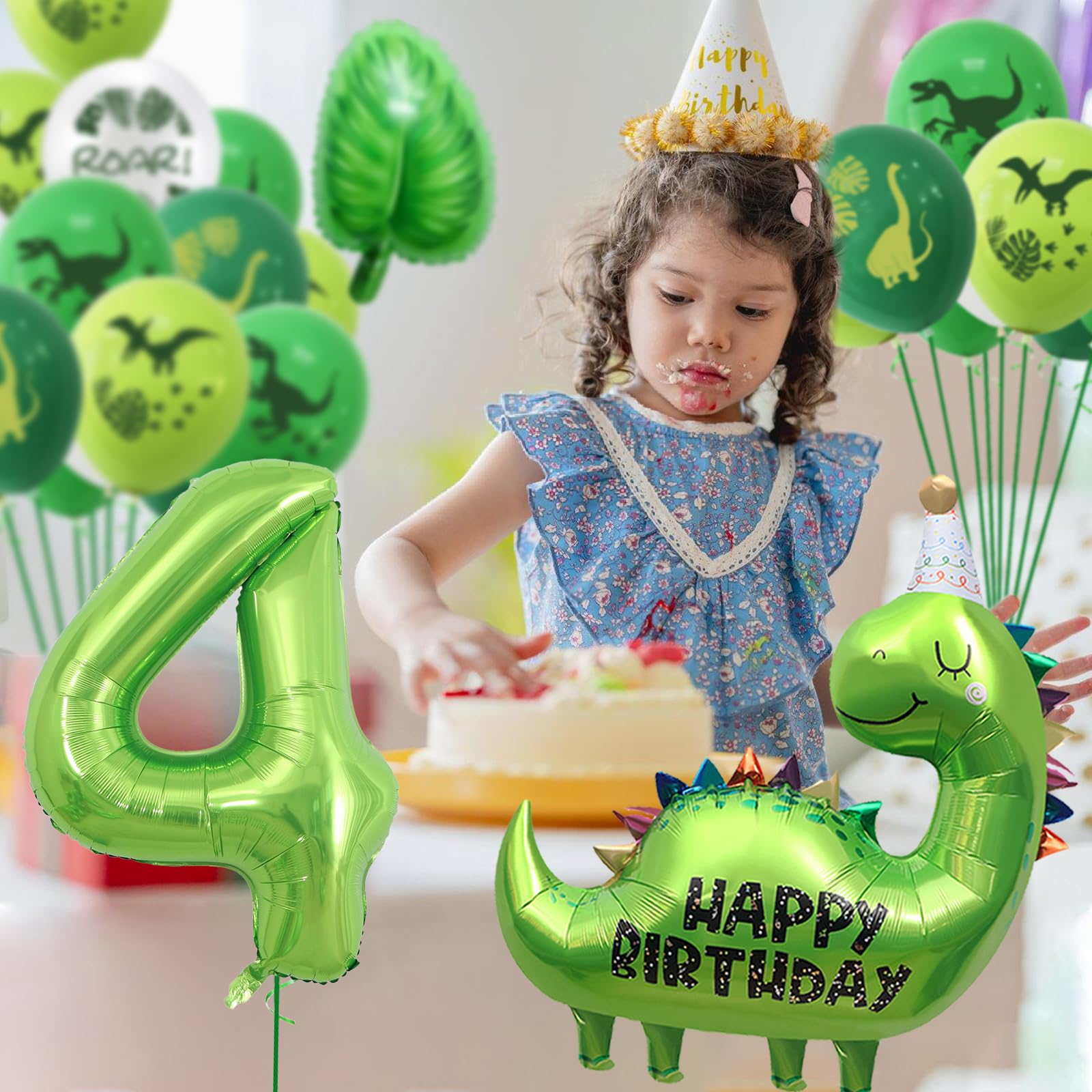 Palloncini Dinosauro Per Compleanno 4 Anni - Set XXL Con Tirannosauro, Numeri E Decorazioni - Foto 7