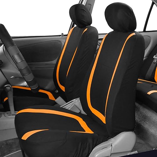 Miniatura 2 de FH Group Fundas de asiento de automóvil, accesorios interiores para automóviles, juego completo de fundas de asiento de tela plana única color