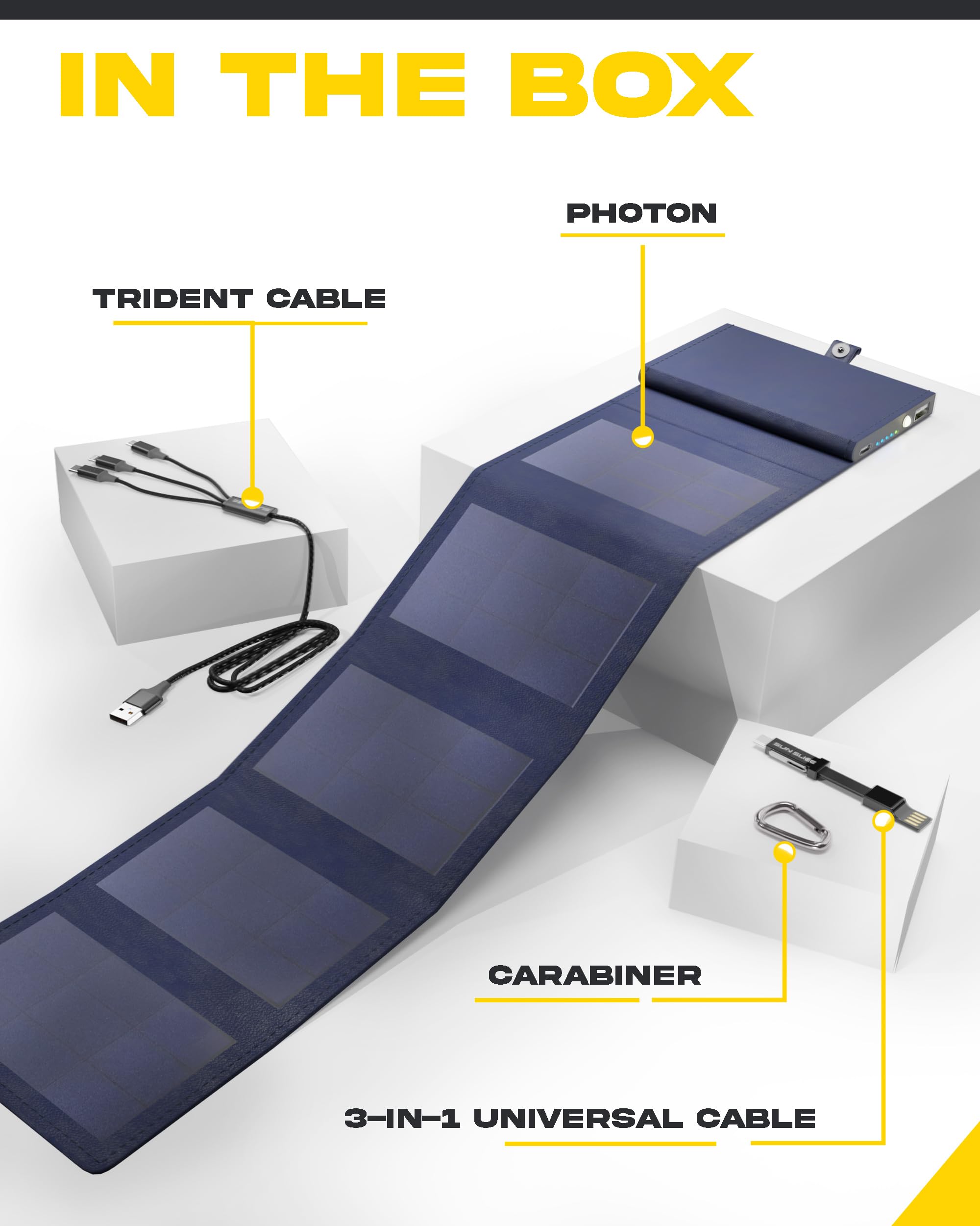 Sunslice I Photon Power Bank Solare con Tecnologia SunPower, Caricabatterie da Tasca per Telefono, Ideale per Campeggio e Escursioni, Compatibile con Tutte le Marche di Smartphone, Blue