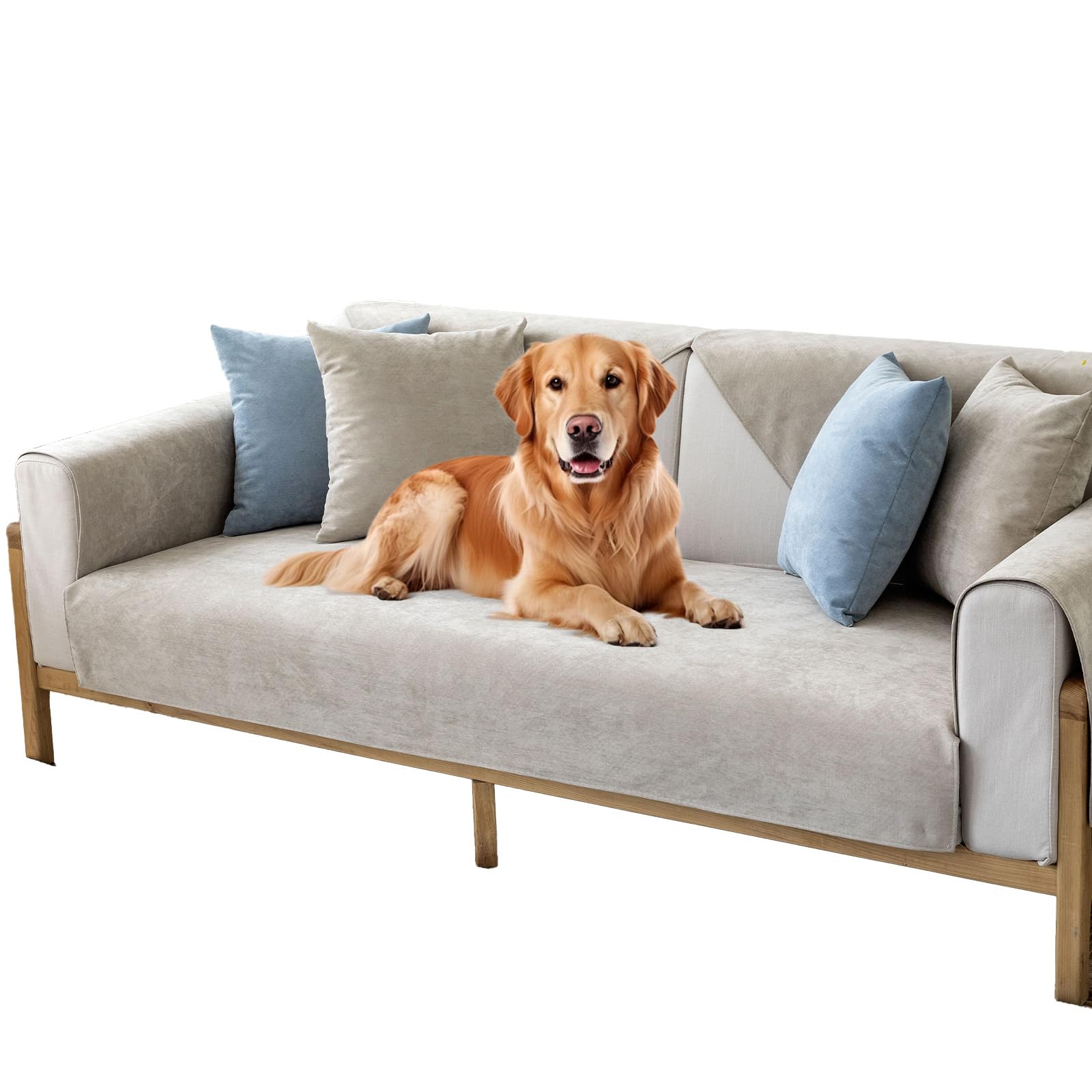 SHENGYIJING Sofa Cover - Super Soft Waterproof Chenille Slipcover, Universal Stretchable Anti-slip Sectional Couch Cover, Furniture Protector for Pet Owners（Khaki，70 * 70） — image 1