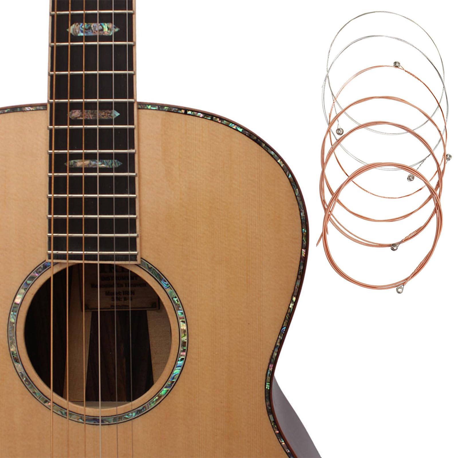 Pack of 6 Acoustic Guitar Strings - Professional Steel Core Folk Guitar String Set