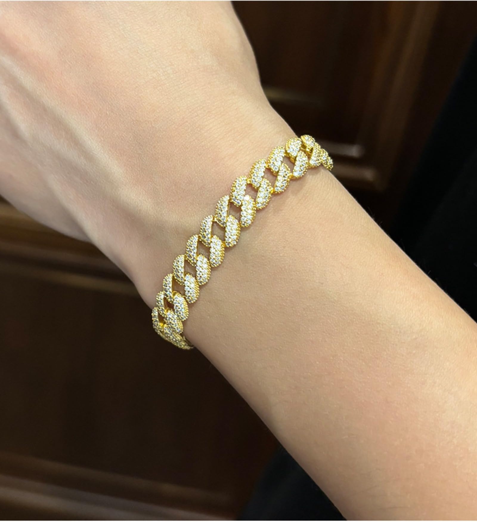 Pulsera de moissanita para hombre, pulsera de eslabones cubanos, hipoalergénica, plata de ley 925, pulseras de oro para hombre, color D, pulsera de cadena de diamantes VVS1, 16-21 cm