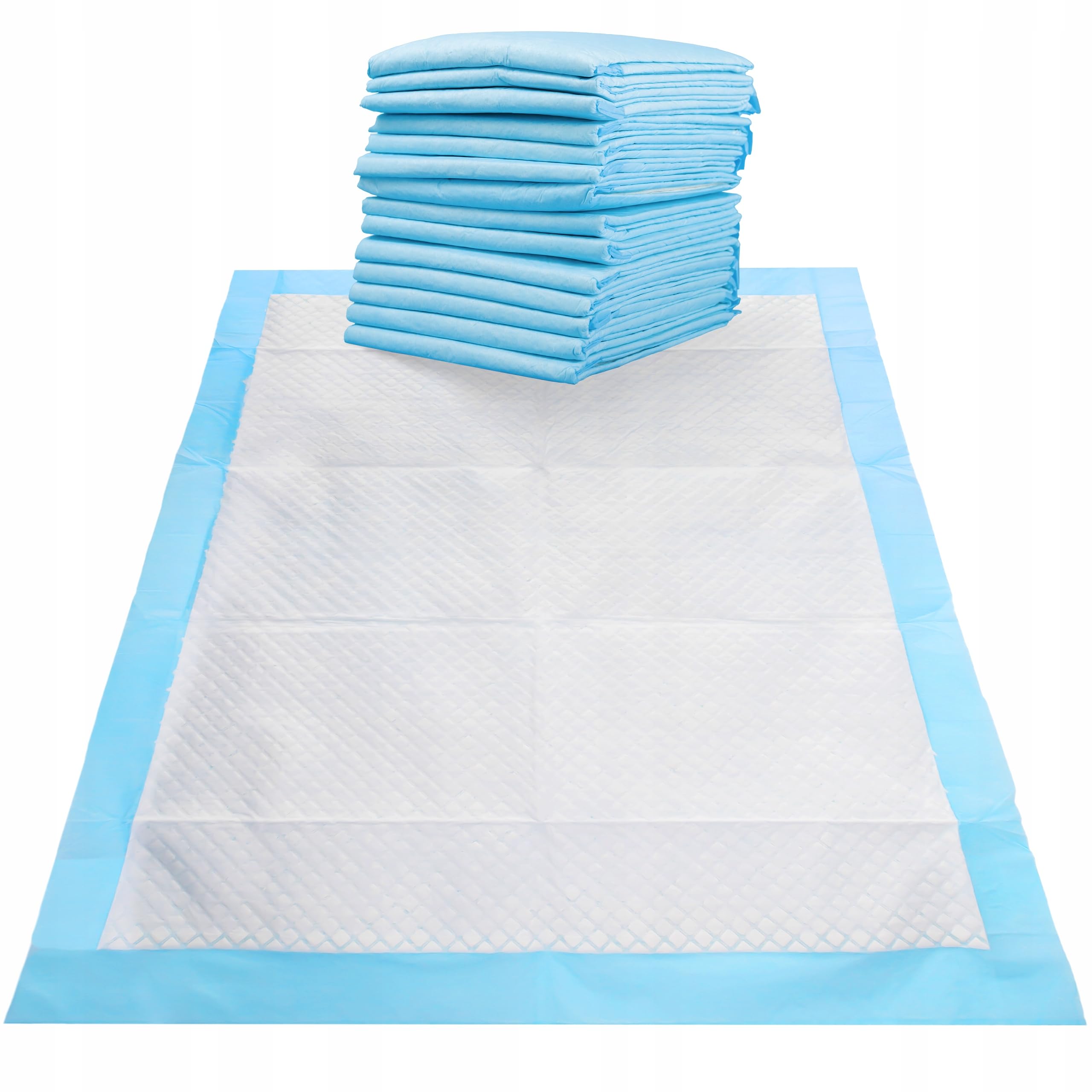 KRUMAD Trainingspads für Hunde, 50 Stück, 6-Schichten, PIPI Matten für Hunde, Trainingsmatte für Welpen, Inkontinenzunterlagen, Wasserdicht, Hunde Zubehör, 60 x 90 cm | Weiß-Blau, 60x90cm, 50 Stück, 6-Schichten, Inkontinenzunterlagen, Wasserdicht, Hunde Z