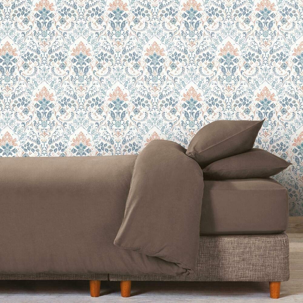 RoomMates RMK11442RL Persian Damask Peel and Stick Wallpaper, Orange, Blue, Roll, 45.7 x 45.7 cm - Image 2