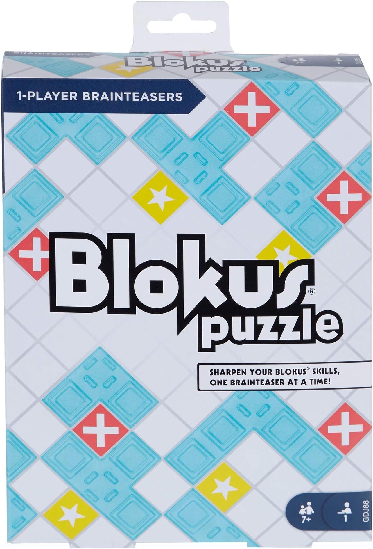 Mattel Games Blokus Puzzle One-Player Travel Game, Fun and Challenging Strategy Game for Kids and Adults, with Game Board, 21 Snap-Fit Pieces and 48 Puzzle Cards, Great For 7 Year Olds and Up