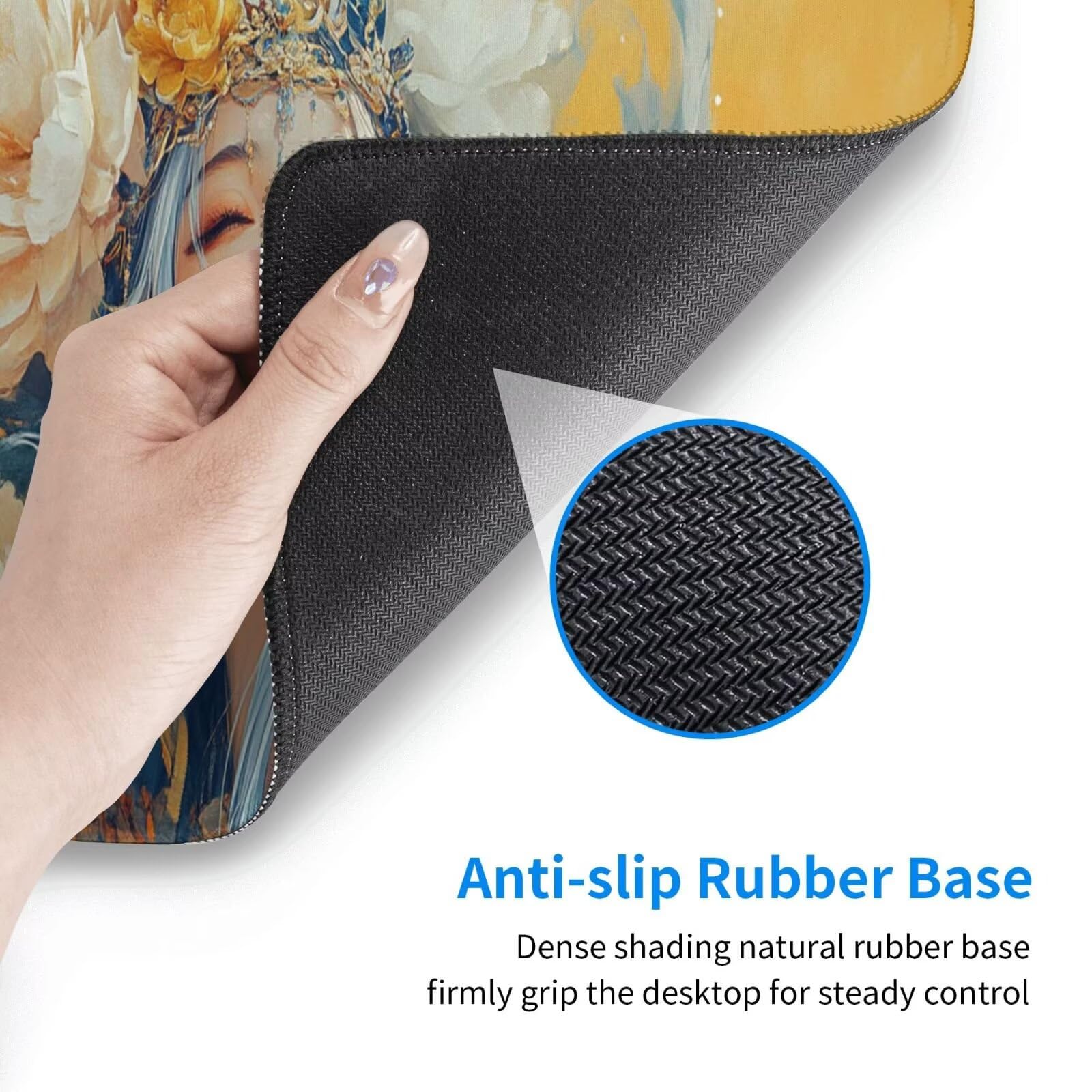 Żółta podkładka pod mysz XXL Beauty mata na biurko 1600 x 800 x 3 mm zmywalna podkładka do gier na laptopa, z antypoślizgową gumową podstawą do gier, PC, pracowników biurowych Y791