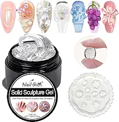 NAILGIL Gel de escultura para arte de unhas com molde de silicone de flor, cola de unha sólida versátil, não pegajosa, gel de escultura 3D para mulheres, salão, qualidade, faça você mesmo em casa-15 g
